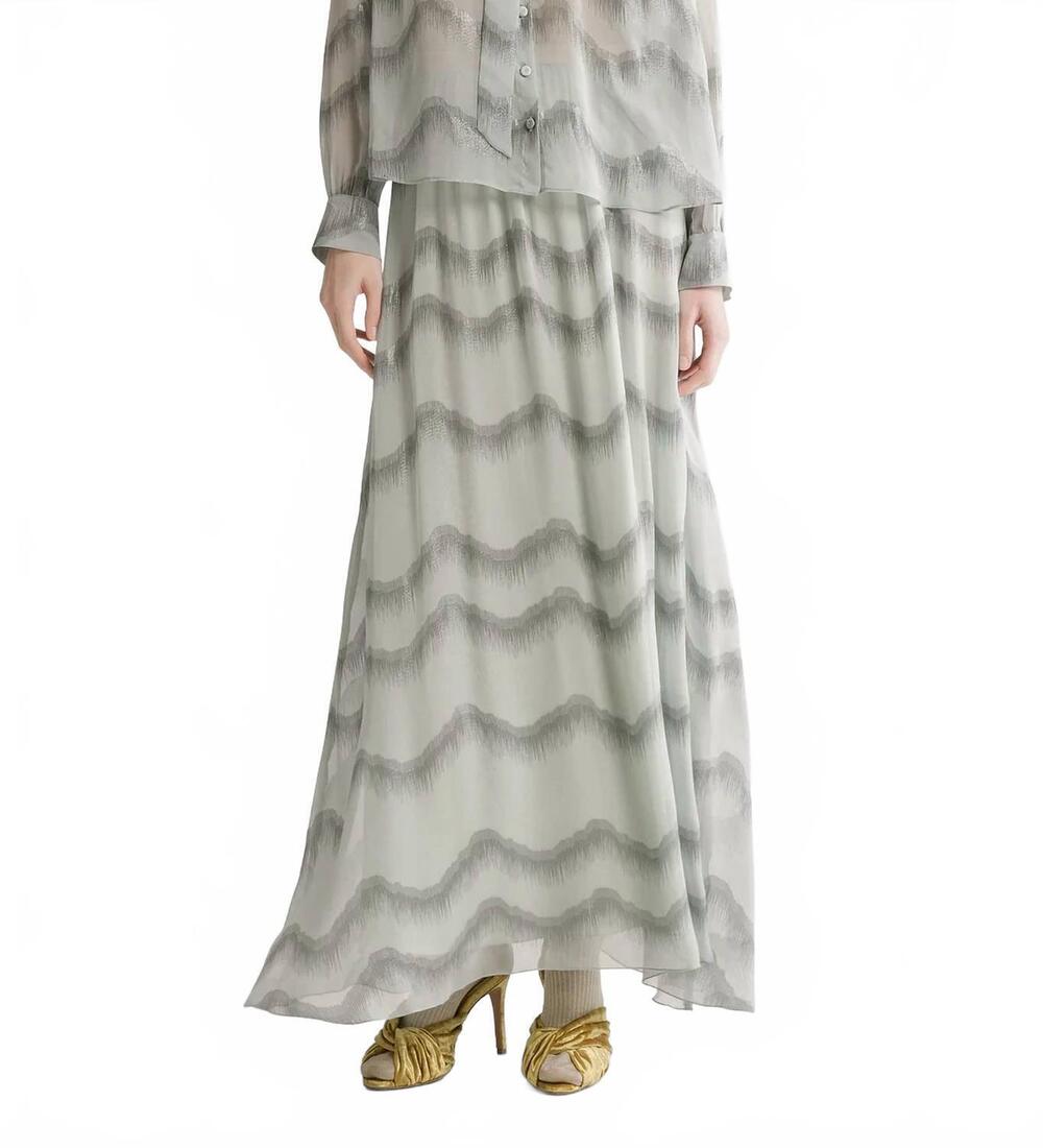 NEW FORTE FORTE chiffon silk long skirt in quarzo
